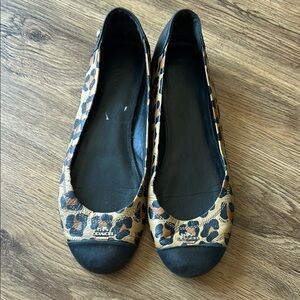 Coach Leopard Print Flats - Black and Tan